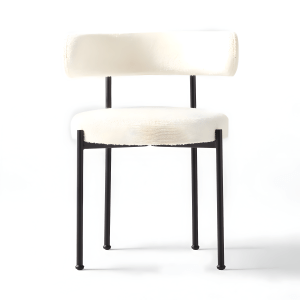 White Curve Back Black Leg Chair