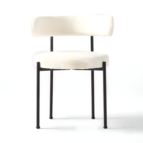 White Curve Back Black Leg Chair